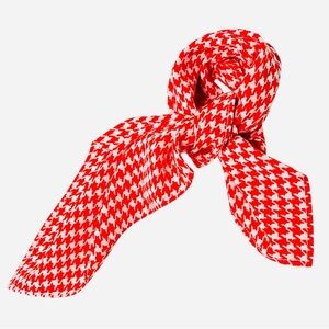 NWT SILKLETTE Houndstooth 100% Fine Silk Kerchief Scarf RED + WHITE